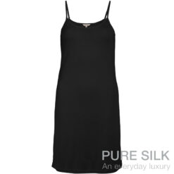 Lady Avenue Strikket Silke Natkjole M. Smal Strop Sort