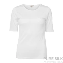 lady avenue strikket silke t shirt m. kort ærme offwhite