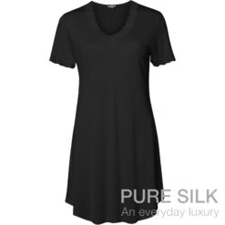 Lady Avenue Strikket Silke Natkjole Sort