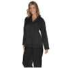 Lady Avenue Satin Pyjamas Black