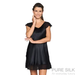 lady avenue baby doll ren silke natkjole sort