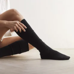 decoy doubleface uld:bomuld knæstrømpe sort