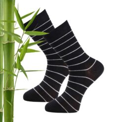 trofe bamboo ankel strømper 2 pak small stripe sort