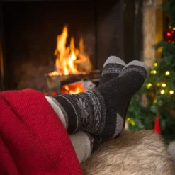 trofe uld ankel strømpe sort m. mønster2