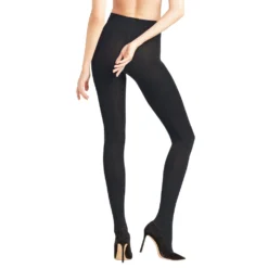 falke softmerino uld strømpebuks sort bagfra