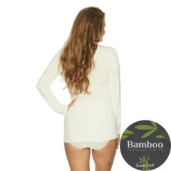 lady avenue bambus t shirt m. langt ærme offwhite bagfra