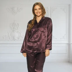 lady avenue satin pyjamas italian plum