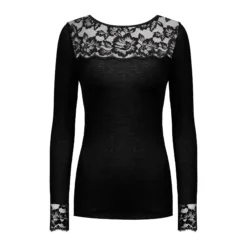 mey wool love t shirt m. langt ærme sort