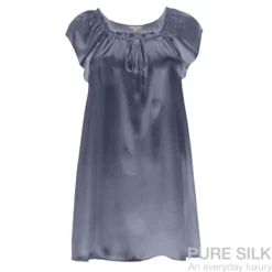 lady avenue pure silk baby doll natkjole pigeon blue