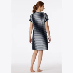 schiesser natkjole m. kort ærme nightblue