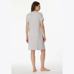 schiesser natkjole m. kort ærme silver grey melange