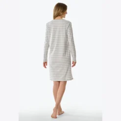 schiesser natkjole m. langt ærme silver grey melange