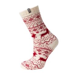 trofe uld ankelstrømper offwhite/red