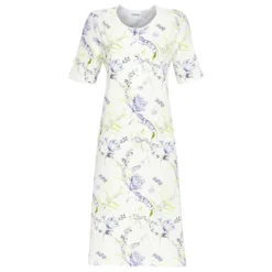 ringella natkjole m. stolpelukning og kort ærme lavendel