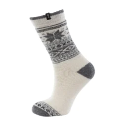 Trofe Uld Strømpe m. mønster Offwhite