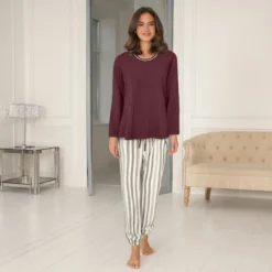 Lady Avenue Bamboo Flonel Pyjamas Plum2