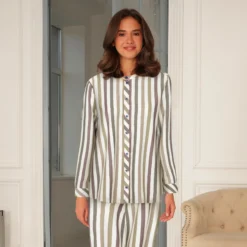 Lady Avenue Bamboo Flonel - Pyjamas m. skjorte OlivePlum