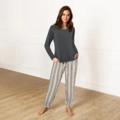Lady Avenue Soft Bamboo Pyjamas Charcoal2