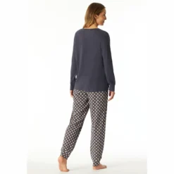 Schiesser Pyjamas m. Langt ærme Graphite Bagfra