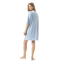 Mey Simple Stripes Bigshirt m. Kort ærme Alice Blue Bagfra