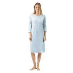 Mey Simple Stripes Natkjole m. 34 ærme Alice Blue