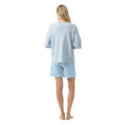 Mey Simple Stripes Pyjamas m. Shorts Alice Blue Bagfra