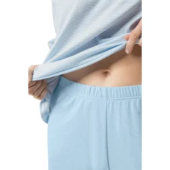 Mey Simple Stripes Pyjamas m. Shorts Alice Blue